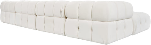 Camden Cream Velvet Performance Fabric Upholstered Sectional, 6-Piece (Style 4)