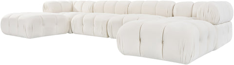 Camden Cream Velvet Performance Fabric Upholstered Sectional, 6-Piece (Style 4)