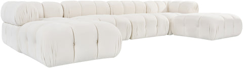 Camden Cream Velvet Performance Fabric Upholstered Sectional, 6-Piece (Style 4)