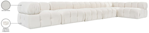 Camden Cream Velvet Performance Fabric Upholstered Sectional, 6-Piece (Style 6)