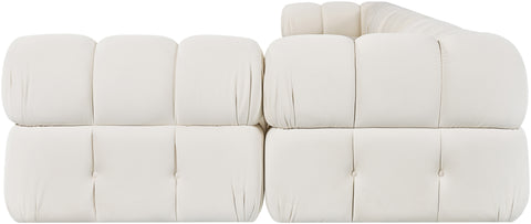 Camden Cream Velvet Performance Fabric Upholstered Sectional, 6-Piece (Style 6)