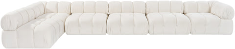 Camden Cream Velvet Performance Fabric Upholstered Sectional, 6-Piece (Style 6)