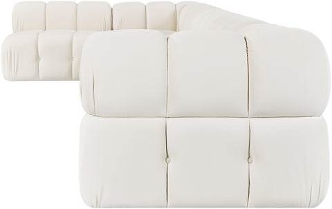 Camden Cream Velvet Performance Fabric Upholstered Sectional, 6-Piece (Style 6)