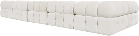 Camden Cream Velvet Performance Fabric Upholstered Sectional, 6-Piece (Style 6)