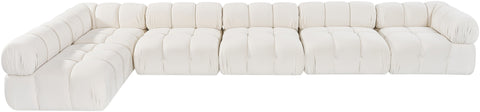Camden Cream Velvet Performance Fabric Upholstered Sectional, 6-Piece (Style 6)