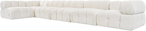 Camden Cream Velvet Performance Fabric Upholstered Sectional, 6-Piece (Style 6)
