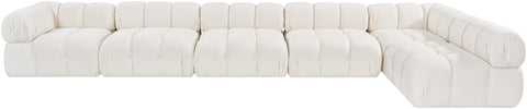 Camden Cream Velvet Performance Fabric Upholstered Sectional, 6-Piece (Style 6)