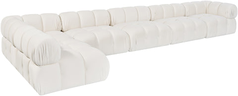 Camden Cream Velvet Performance Fabric Upholstered Sectional, 6-Piece (Style 6)