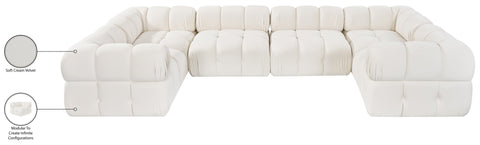 Camden Cream Velvet Performance Fabric Upholstered Sectional, 6-Piece (Style 7)