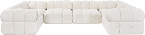 Camden Cream Velvet Performance Fabric Upholstered Sectional, 6-Piece (Style 7)