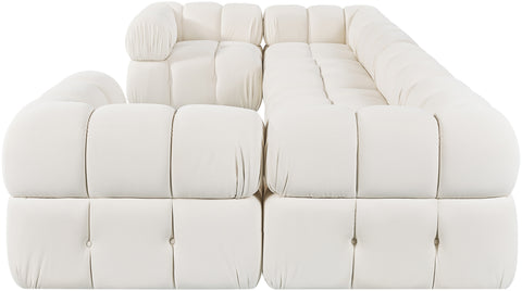 Camden Cream Velvet Performance Fabric Upholstered Sectional, 6-Piece (Style 7)