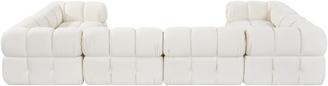 Camden Cream Velvet Performance Fabric Upholstered Sectional, 6-Piece (Style 7)