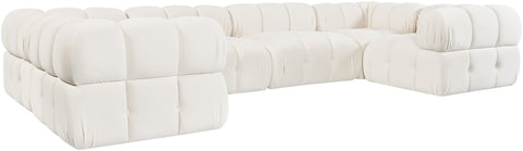 Camden Cream Velvet Performance Fabric Upholstered Sectional, 6-Piece (Style 7)