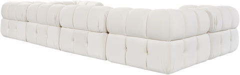 Camden Cream Velvet Performance Fabric Upholstered Sectional, 6-Piece (Style 7)