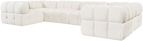 Camden Cream Velvet Performance Fabric Upholstered Sectional, 6-Piece (Style 7)