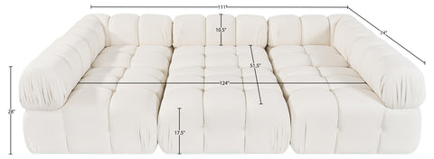 Camden Cream Velvet Performance Fabric Upholstered Sectional, 6-Piece (Style 8)