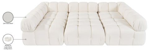 Camden Cream Velvet Performance Fabric Upholstered Sectional, 6-Piece (Style 8)