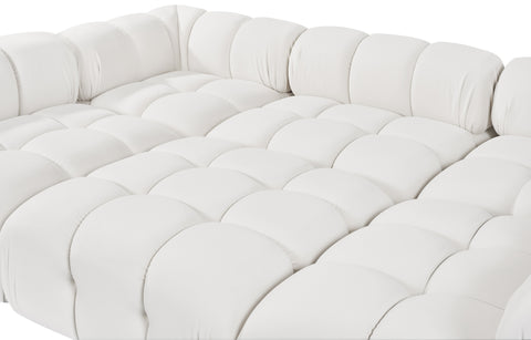 Camden Cream Velvet Performance Fabric Upholstered Sectional, 6-Piece (Style 8)