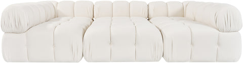 Camden Cream Velvet Performance Fabric Upholstered Sectional, 6-Piece (Style 8)