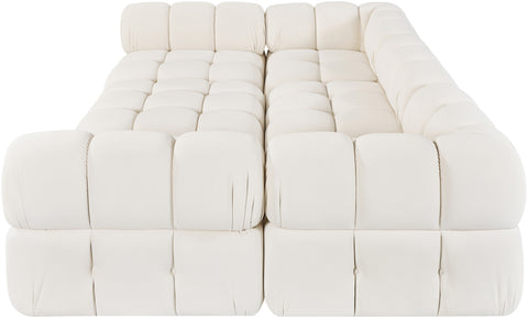 Camden Cream Velvet Performance Fabric Upholstered Sectional, 6-Piece (Style 8)