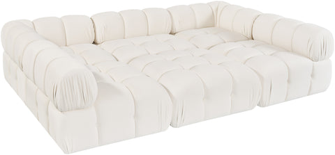 Camden Cream Velvet Performance Fabric Upholstered Sectional, 6-Piece (Style 8)