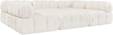 Camden Cream Velvet Performance Fabric Upholstered Sectional, 6-Piece (Style 8)
