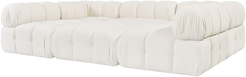 Camden Cream Velvet Performance Fabric Upholstered Sectional, 6-Piece (Style 8)