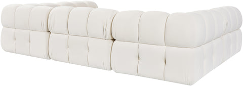 Camden Cream Velvet Performance Fabric Upholstered Sectional, 6-Piece (Style 8)
