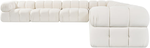 Camden Cream Velvet Performance Fabric Upholstered Sectional, 7-Piece