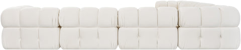 Camden Cream Velvet Performance Fabric Upholstered Sectional, 7-Piece