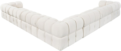 Camden Cream Velvet Performance Fabric Upholstered Sectional, 7-Piece