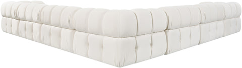 Camden Cream Velvet Performance Fabric Upholstered Sectional, 7-Piece