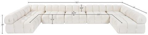 Camden Cream Velvet Performance Fabric Upholstered Sectional, 7-Piece (Style 2)