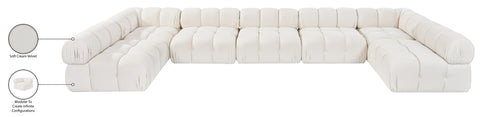 Camden Cream Velvet Performance Fabric Upholstered Sectional, 7-Piece (Style 2)