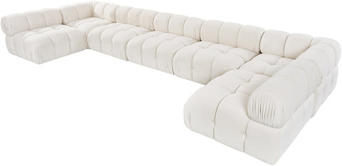 Camden Cream Velvet Performance Fabric Upholstered Sectional, 7-Piece (Style 2)