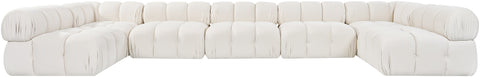 Camden Cream Velvet Performance Fabric Upholstered Sectional, 7-Piece (Style 2)