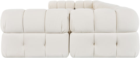 Camden Cream Velvet Performance Fabric Upholstered Sectional, 7-Piece (Style 2)