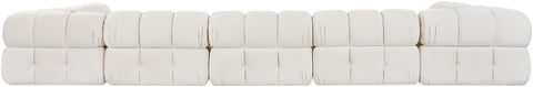 Camden Cream Velvet Performance Fabric Upholstered Sectional, 7-Piece (Style 2)