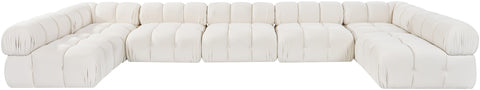 Camden Cream Velvet Performance Fabric Upholstered Sectional, 7-Piece (Style 2)