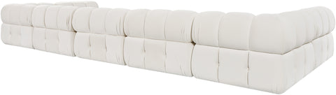 Camden Cream Velvet Performance Fabric Upholstered Sectional, 7-Piece (Style 2)