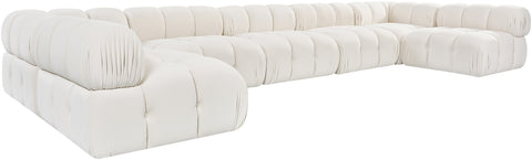 Camden Cream Velvet Performance Fabric Upholstered Sectional, 7-Piece (Style 2)