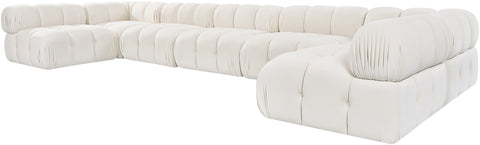 Camden Cream Velvet Performance Fabric Upholstered Sectional, 7-Piece (Style 2)