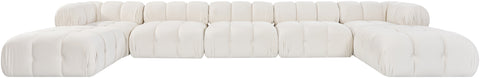 Camden Cream Velvet Performance Fabric Upholstered Sectional, 7-Piece (Style 3)