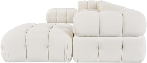 Camden Cream Velvet Performance Fabric Upholstered Sectional, 7-Piece (Style 3)