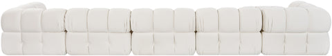Camden Cream Velvet Performance Fabric Upholstered Sectional, 7-Piece (Style 3)