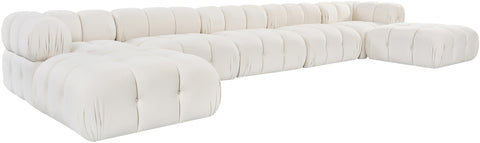 Camden Cream Velvet Performance Fabric Upholstered Sectional, 7-Piece (Style 3)