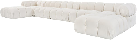 Camden Cream Velvet Performance Fabric Upholstered Sectional, 7-Piece (Style 3)