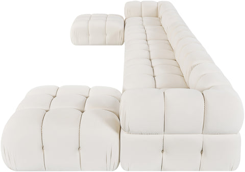 Camden Cream Velvet Performance Fabric Upholstered Sectional, 7-Piece (Style 3)