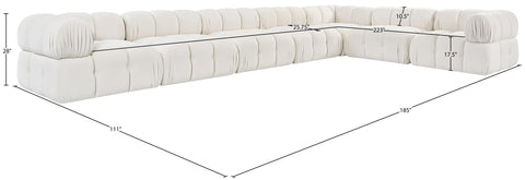 Camden Cream Velvet Performance Fabric Upholstered Sectional, 7-Piece (Style 4)