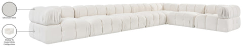 Camden Cream Velvet Performance Fabric Upholstered Sectional, 7-Piece (Style 4)